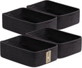 Large Shallow Organizing Baskets 15x11x5.1 Inches - Rope Woven Storage Bins for Bathroom, Shelves, Cube Closet, Black 4 Packs