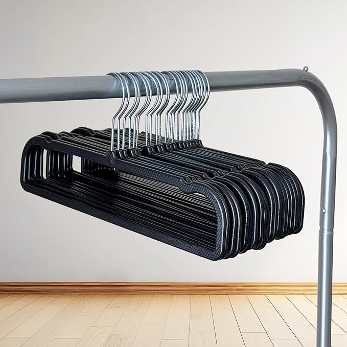 Slim Plastic Pants Hangers (Non-Velvet),Thin Space-Saving Trouser Hanger,Jeans Hangers with 360° Swivel Chrome Hook,Clothes Organizers for Slacks Scarf Trousers Ties,13.77inch