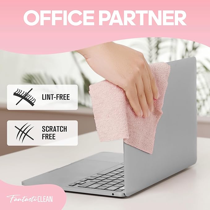 Fantasticlean Microfiber Cleaning Cloth Roll 4 Rolls 240 Pack, Tear Away Paperless Towels, 8" x 8", Reusable Washable Rags, House Kitchen, Pet, Office, Indoor Outdoor, Portable (2Pink 2Light-Purple)