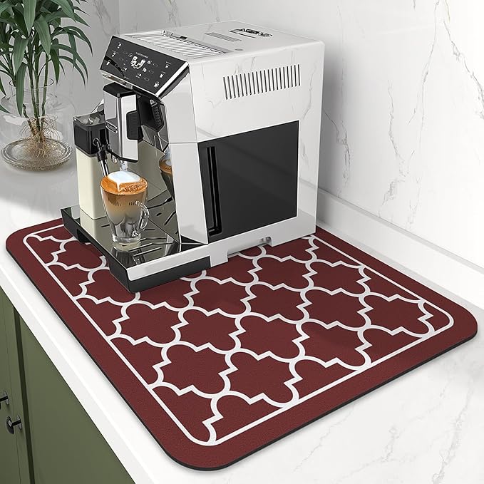 WISELIFE Dish Drying Mat Super Absorbent Drying Mat Large Dish Drying Mats for Kitchen Counter Easy Clean Dish Mat Kitchen Drying Mat15"x 18" Stylish Red