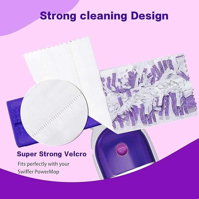 Disposable Mopping Pad Refills for PowerMop Multi-Surface Mop and PowerMop Wood Mop, Spray Clean Pads Replacement (Purple -20)