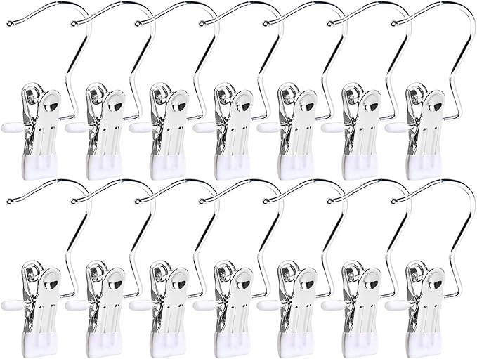 30 Pack Boot Hanger for Closet, Laundry Hooks with Clips, Boot Holder, Hanging Clips, Portable Multifunctional Hangers Single Clip Space Saving for Jeans, Hats, Tall Boots, Towels(White)