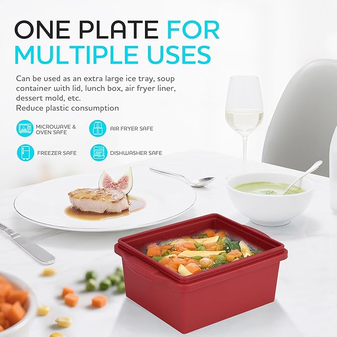 2 Cup Silicone Freezer Trays with Lids, Silicone Soup Freezer Molds - Leakproof, BPA-Free, Stackable, Microwave & Dishwasher Safe, Perfect for Soups, Sauces, Meal Prep, and Baked Goods - 4 Pack