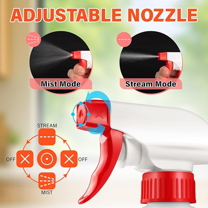 DIYSELF 16oz Spray Bottles 12 Pack, Reusable Spray Bottles for Cleaning and Plants, Squirt Bottles, Spray Bottle for Cats, Chemical Resistant Heavy Duty Spray Bottle with Adjustable Nozzle