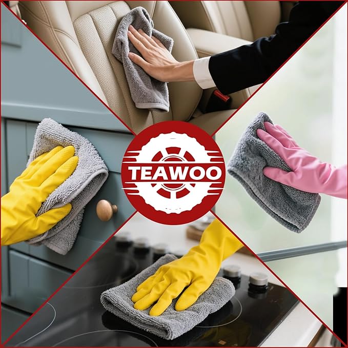 Gray Microfiber Cleaning Cloths Bulk-400 Pack, Gray Microfiber Towels for Cars, Ultra Absorbent Wash Cloths, Lint-Free Streak-Free Microfiber Towels Bulk for Cars, 12x12 inches