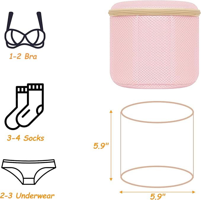 2 Pack Bra Laundry Bags for Washing Machine, Delicate Underwear Wash Bags with Anti-Deformation Structure & Fixed Friction Plates (pink)