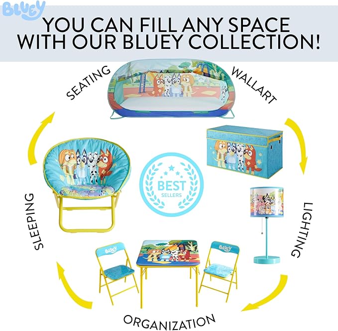 Bluey Set of 2 Collapsible Storage Cubes,10"x10"x10" Fabric Bins for Kids, Spacious Foldable Toy Organizer Boxes for Bedroom, Playroom, or Closet