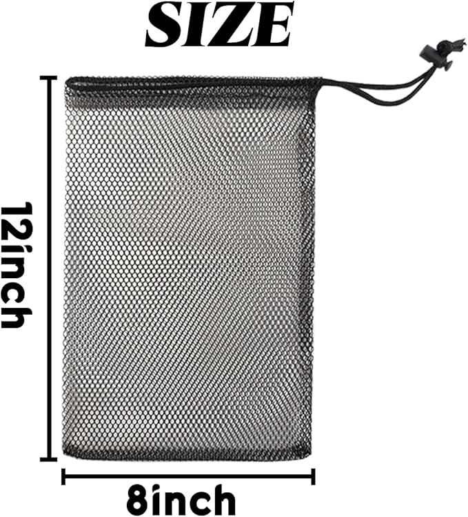 GXXMEI 10PCS 8X12inch Nylon Mesh Drawstring Bags with Cord Lock Closure Delicates Laundry Bag For Washing Machine Small Gym Bag for Basketball, Volleyball, Football, Golf Stuff Balls