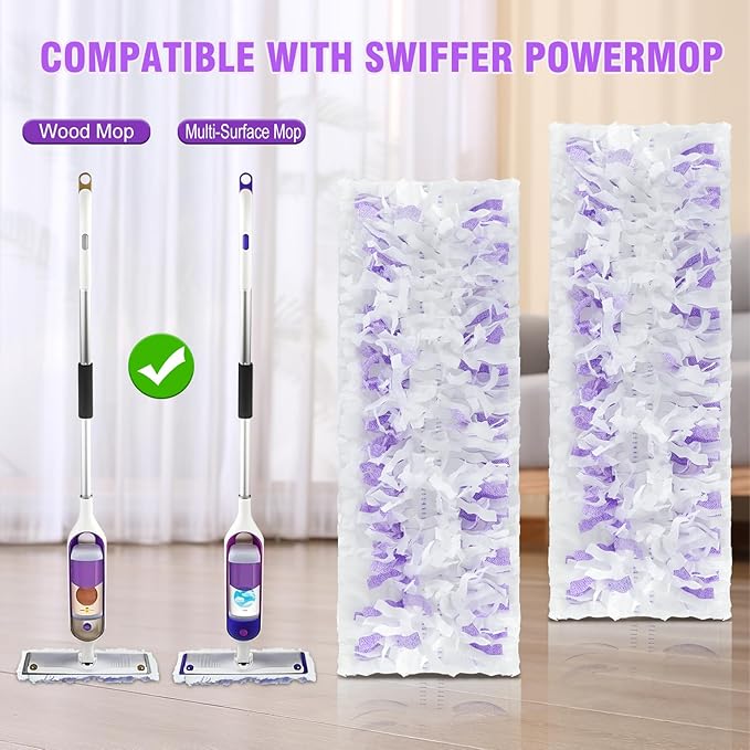 28 Count ‌Disposable Heavy-Duty Power Mop Pads Refills for Swiffer Power Mop,Replacement Floor Cleaning Refills, Non-Washable & Unscented, Compatible with Swiffer PowerMop (Quick-Absorb, No Residue)