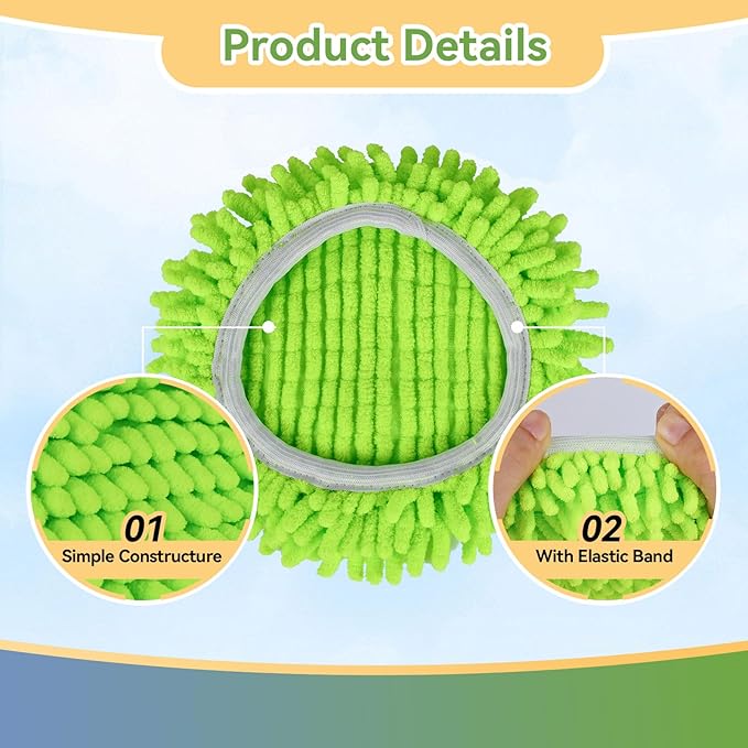 4 Pack Reusable Microfiber Mop Pads Compatible with O-Cedar EasyWring 1-Tank Spin Mop System,Elastic Mop Head Replacement for Deep Clean,Machine Washable Mop Refills