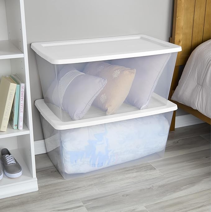 2-Pack 90 Quart Clear Plastic Storage Bin, Stackable Storage Bins, Multipurpose Organizer for Home, Office, Bedroom