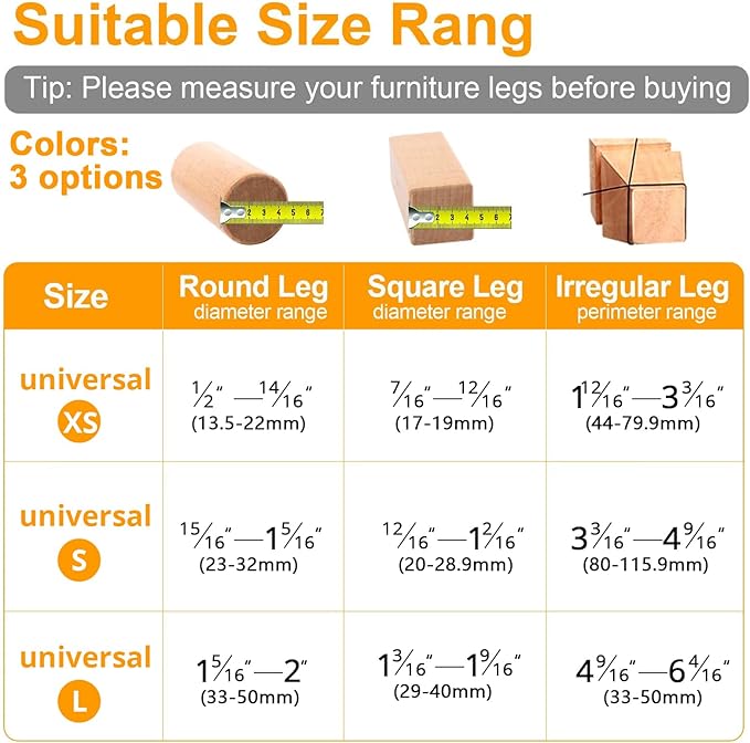 CHUNZEXI 16 Pack Chair Leg Floor Protectors for Hardwood Floors, Silicone Felt Covers Pads Caps, Protect Wood Furniture Feet Floors Noise Reduce and Scratch (Universal Small & Black)