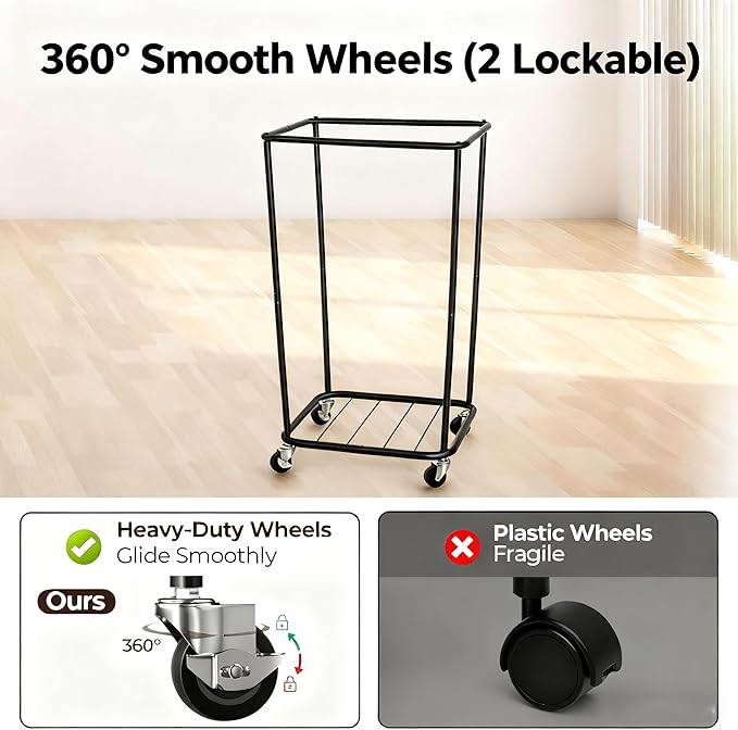 GRANNY SAYS 160L Rolling Laundry Basket, Laundry Hamper with Wheels, Large Laundry Cart with Removable Bag, Clothes Organization and Storage for Laundry Room, Bathroom, Bedroom, Beige