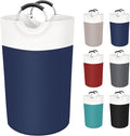BlissTotes 90L Laundry Basket, Freestanding Laundry Hamper, Collapsible Dirty Clothes Hamper, Waterproof Fabric with Foam Protected Aluminum Handles for College, Dorm, Family (Blue)