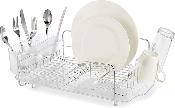 Polder Advantage 3-Piece Stainless Steel Dish Rack, Kitchen Organization and Storage, Dish Drying Rack for Kitchen Counter, 20.3" x 13.8" x 6.3"