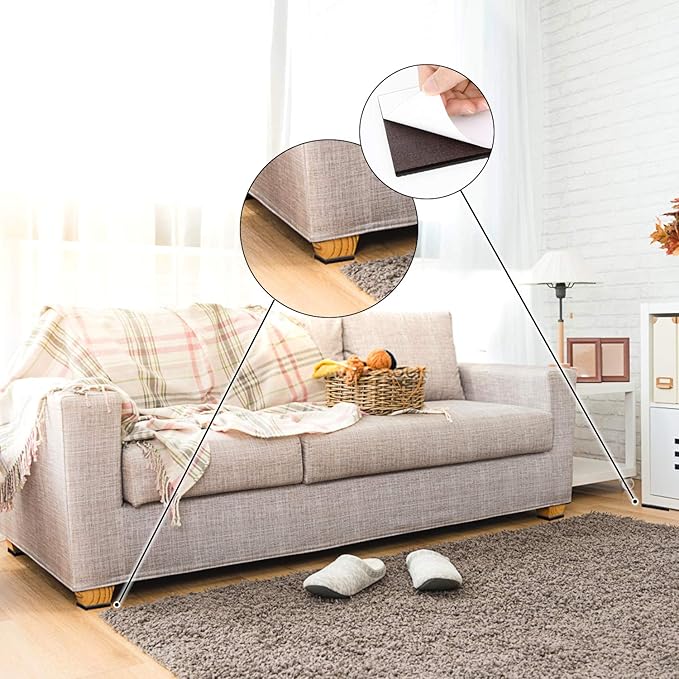Yelanon Non Slip Furniture Pads -12pcs 4" Furniture Grippers Hardwood Floors, Non Skid for Furniture Legs,Self Adhesive Rubber Feet, Anti Slide Furniture Floors Protectors for Keep Couch Stoppers