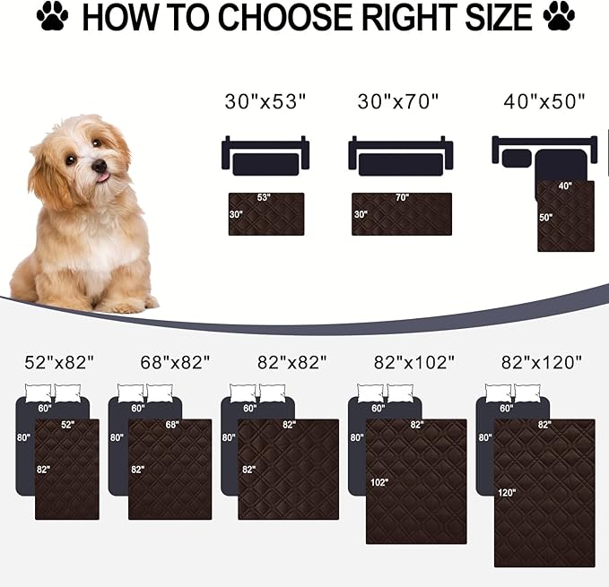 Smiry Reversible Waterproof Couch Covers for Sofa, Washable Dogs Couch Covers for 3 Cushion Sofa Pet Friendly, Water Resistant Furniture Protector Slipcover, Geometric (82"x120", Chocolate/Dark Grey)