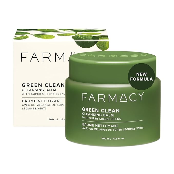 Farmacy Makeup Remover Cleansing Balm - Green Clean Waterproof Makeup Remover Balm + Oil Cleanser for Face - Gently Melts Make Up + SPF - Hydrates + Softens Skin with Super Greens + Papaya (200ml)