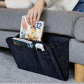 Bringsine 5 Pockets Bedside Caddy, Felt Bed Storage Organizer Hanging Bag Holder for Magazine Book Phone Tablet iPad Cables Remote and Glasses Holder Home Dorm Bed Sofa-Black