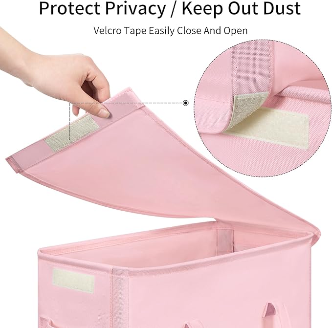 Chrislley 60L Slim Laundry Hamper with Lid Narrow Laundry Basket with Handle Upgrade Foldable Dirty Clothes Hamper Portable Skinny Hamper Organizer Storage Bins (25.6 inches, pink)