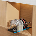 Pots and Pans Organizer Under Cabinet, Pull-out Pots and Pans Organizer, Under Cabinet Pot Lid Holder, Sliding type Pots and Pans Storage with 8 Adjustable Dividers & Handle Bracket - Black