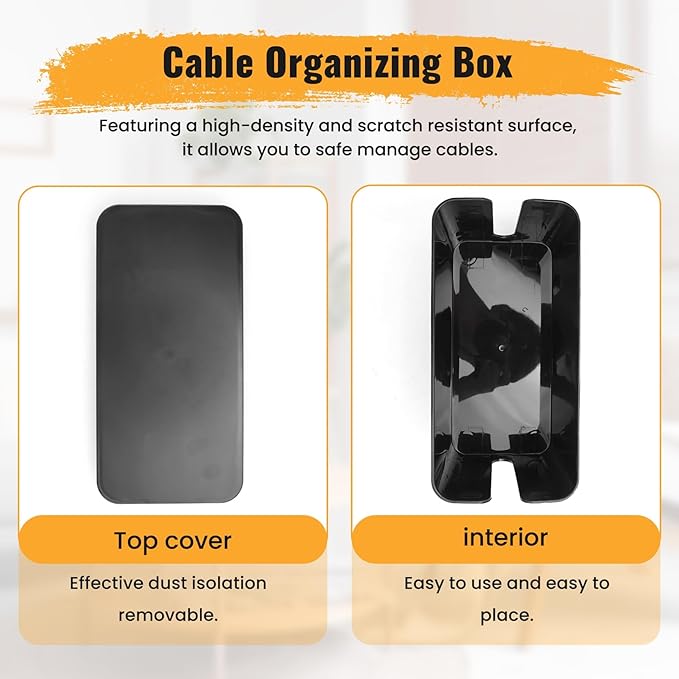 Cable Management Box Cord Organizer Box Power Strip Surge Protector Cover TV Cord Box for Home Office