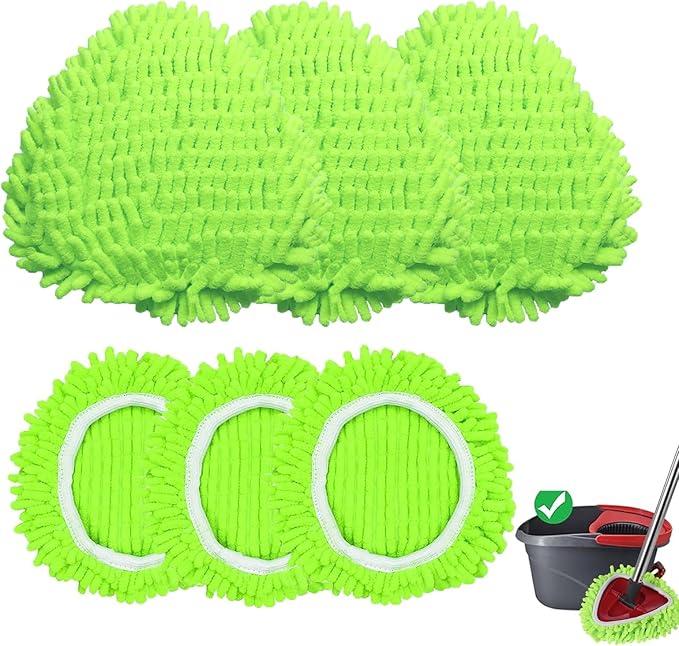 6 Pack Reusable Microfiber Mop Pads Compatible with O-Cedar EasyWring Triangle Mop,Elastic Mop Head Replacement for Deep Clean,Machine Washable Mop Refills