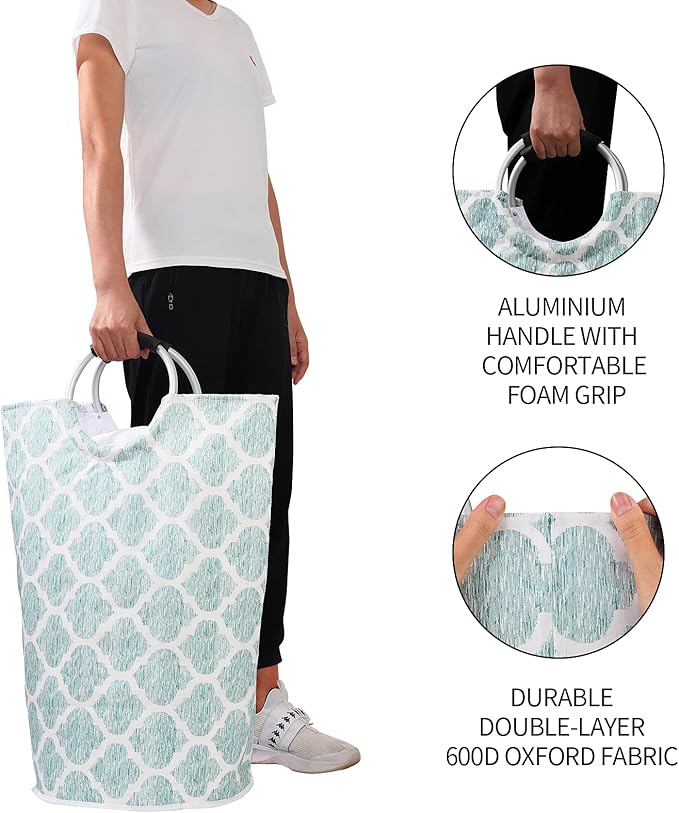 Dalykate Large Laundry Basket 82L Collapsible Oxford Fabric Laundry Hamper Foldable Clothes Laundry Bag with Handles Waterproof Washing Bin Portable Dirty Clothes Basket for College Dorm, Family