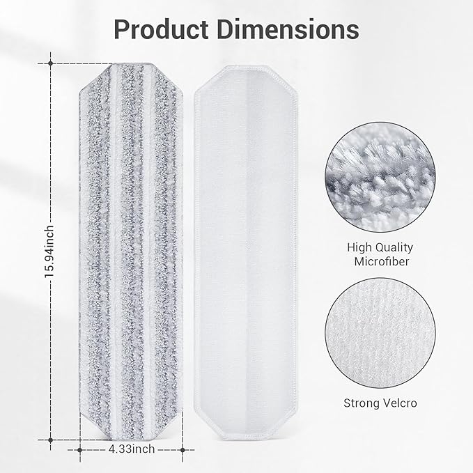 4Pcs Mop Replacement Pads, Compatible with H2prO Flat Mop System Universal Mop Pads Mop Head Refills Washable Wet Mop,Replacment for H2prO Size Mops