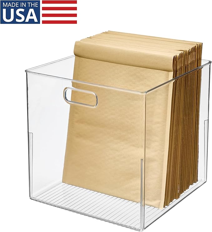 iDesign Pantry Storage Bin, Large Cube Organizer for Cabinet, Countertop, or Fridge, Clear, Made in USA