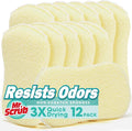 Sponges Kitchen Scrub Dish Sponge Scouring Pad, 12 Pack Cleaning Brush Scrubber Supplies for Soap, Dishwashing Dinnerware Sets Pan Pot Glass Dishwasher Sink Bathroom Towels Cloth Rags Holder