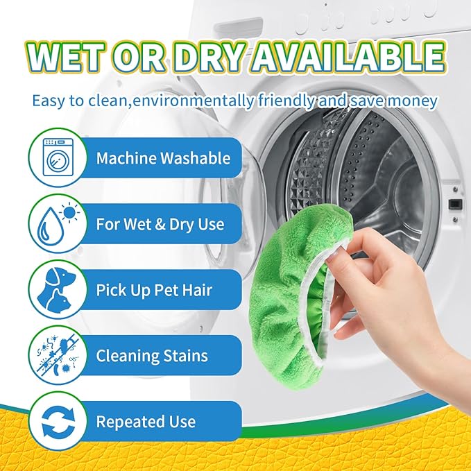 5 Pack Reusable 100% Chenille Mop Pads Compatible with Swiffer Sweeper, Wet and Dry Flat Swiffer mop Cover, 5 Pack Washable Swiffer Pads for Surface/Hardwood Floor Cleaning (Mop is Not Included)