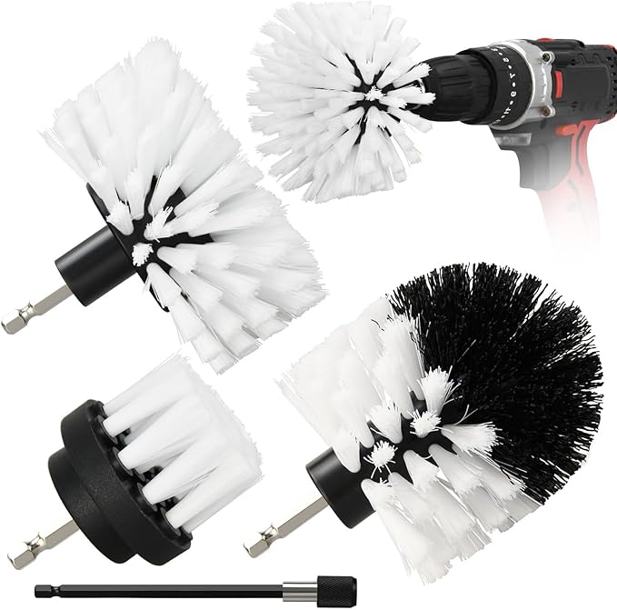 4pcs Drill Brush Attachment Kit, 2025 New Grout Drill Brush Set, All Purpose Power Scrubber Cleaning Kit for Bathtubs, Tile Grout Lines, Bathroom, Showers, Tile, Tile Seams