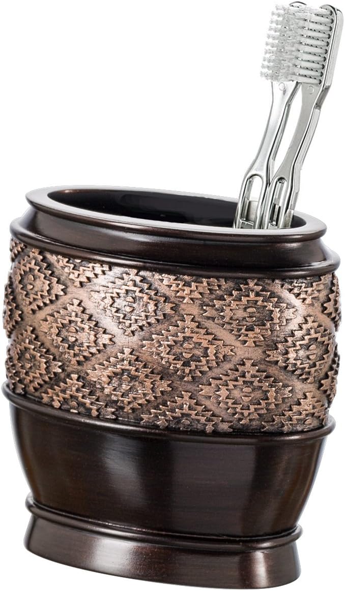 Creative Scents Dublin Brown Bathroom Accessories Set Complete - 4 Pc. Bathroom Sets Accessories, Luxury Bathroom Accessory Set - Soap Dispenser, Soap Dish, Tumbler & Toothbrush Holder Set