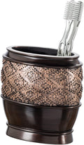 Creative Scents Dublin Brown Countertop Toothbrush Holders for Bathrooms - Decorative Tooth Brush Holder for Bathroom - Toothbrush Organizer for Regular or Electric Toothbrushes and Toothpaste