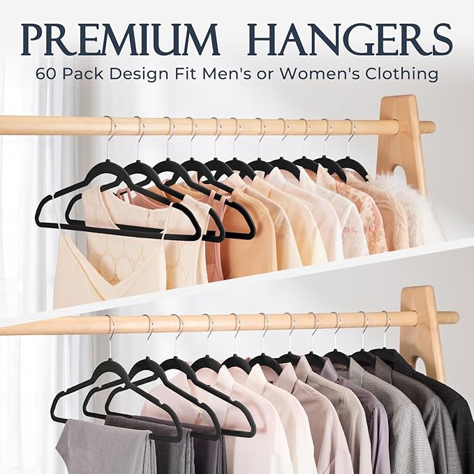 HOUSE DAY Black Velvet Hangers 5280 Pack (88 Cases, 60P/Case) Pallet Package for Small Business, Non Slip Clothes Felt Hanger Heavy Duty for Coat, Premium Slim Space Saving Suit Hangers
