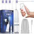 Electric Toothbrush with Water flosser, 2 in 1 Teeth Cleaning Kit, Toothbrush and Water flosser Combo, 25-Day Battery, Travel Toothbrush with Water Bottle(White)