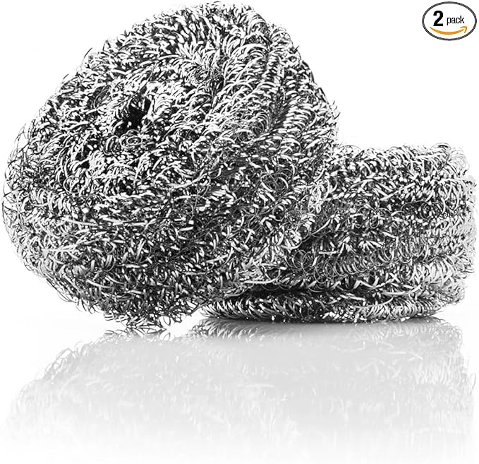Stanley Home Products Stainless Steel Scrubbers – Rust Resistant Sponge for Pots, Pans, Grills, Ovens, Sinks and Tools – Metal Scrubbers for Kitchen & Garage Cleaning (2 Pack - 4 Count)