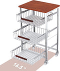 4-Tier Slim Rolling Fruit & Vegetable Storage Cart with Removable Baskets, Narrow Metal Kitchen Organizer Cart on Wheels, Fruit Basket Stand & Fruteros para Cocina, Pantry Cart for Storage