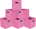 Black Foldable Storage Cubes Bins, Fabric Storage Box Cubes Organizer Baskets with Dual Handles for Home Organizer,Set of 6,(Pink)