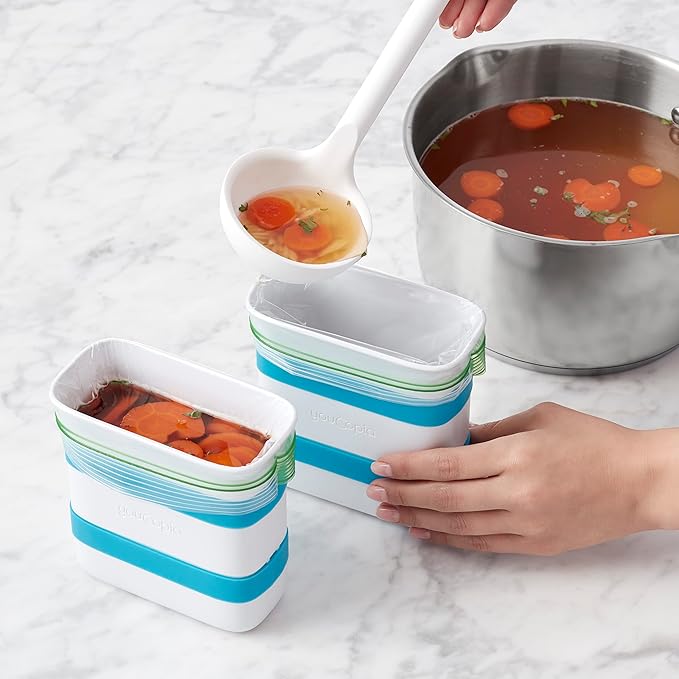 YouCopia FreezeUp Freezer Food Block Maker,2 Cup,Meal Prep Bag Container to Freeze Leftovers and Soup,(Pack of 12)