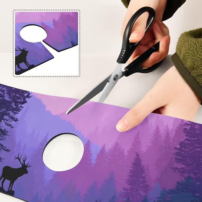 Kitchen Sink Splash Guard 1 PC 30 Inch Sink Faucet Mat Splash Guard for Bathroom Countertop Water Absorbent Foldable Cuttable Soft Washable Purple Stag Mountains and Forest
