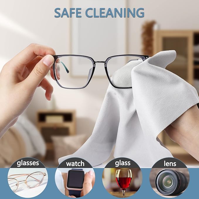 Vin Beauty Extra Large Microfiber Cleaning Cloths (12"x 12") for Eyeglasses, Lens, Glasses, Reusable Eyeglass Cleaner Cloths Wipes for All Glasses and Screens