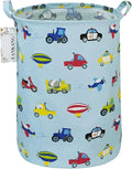 FANKANG Storage Basket, Nursery Hamper Canvas Laundry Basket Foldable with Waterproof PE Coating Large Storage Baskets for Kids Boys and Girls, Office, Bedroom, Clothes,Toys（Car）