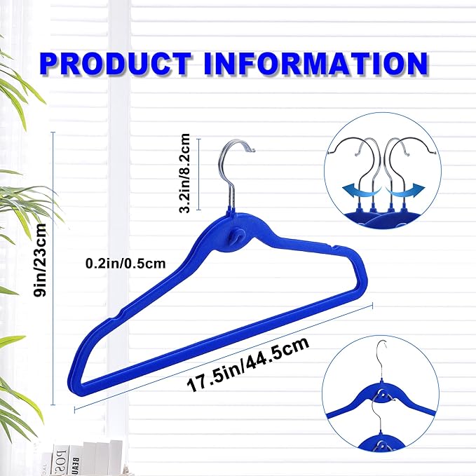 Multi-Color Premium Velvet Hangers with Mini Hooks, Pack of 50, Non Slip, Space Saving Cascading Clothes Hangers, 5 Colors, Pink, Lavender, Navy Blue, Red Burgundy and Mint Green