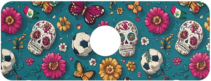 Kitchen Sink Splash Guard 1 PC 14.7 Inch Sink Faucet Mat Splash Guard for Bathroom Countertop Water Absorbent Foldable Cuttable Soft Washable Mexican Flag Flower Soccer