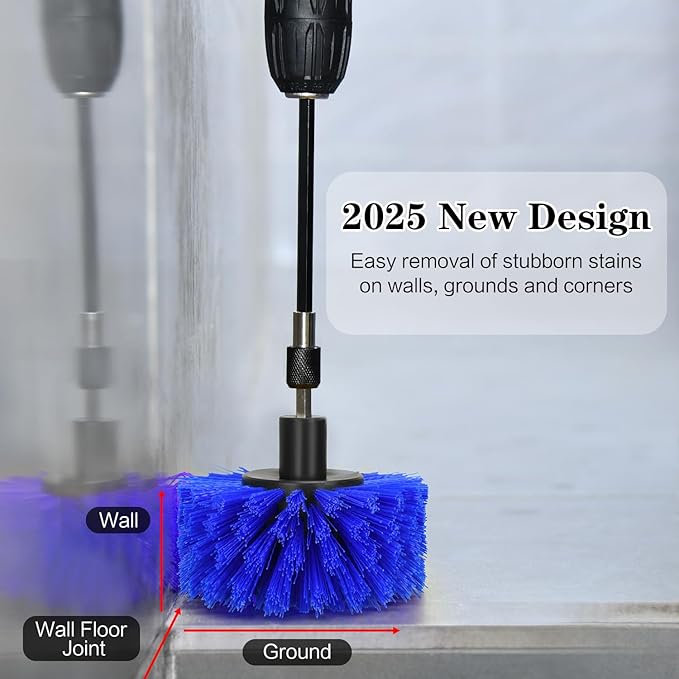 4pcs Drill Brush Attachment Kit, 2025 New Grout Drill Brush Set, All Purpose Power Scrubber Cleaning Kit for Bathtubs, Tile Grout Lines, Bathroom, Showers, Tile, Tile Seams