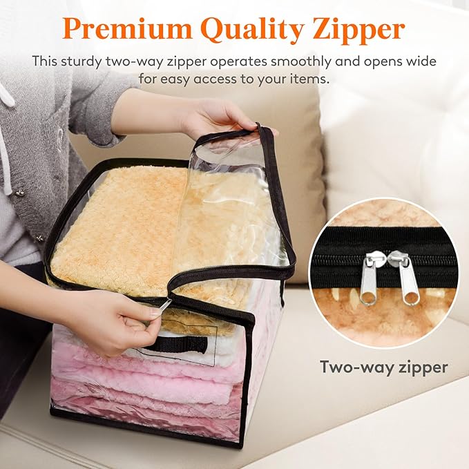 Lifewit 6 Pack Clear Clothes Storage Bags, 11 Inch Clear Cube Storage Bins, 18L Vinyl Foldable Moving Bags with Zipper, Storage Container for Sweater Sheets Yarns
