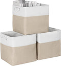 Kntiwiwo Storage Cubes 13” x 13” x 13” Foldable Storage Bin Closet Organizers and Storage Basket w/Handles for Organizing Shelf Home Closet, Set of 3, Beige