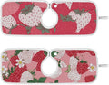 Sink Faucet Absorbing Mat Kitchen Sink Splash Guard Splash Faucet Drip Catcher for Bar RV Bathroom 2PCS 14.9x5.5in Pink White Strawberries Flowers